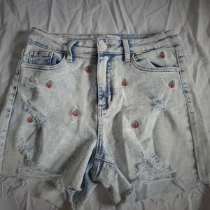 Embroidered Denim Women Shorts Worn Once